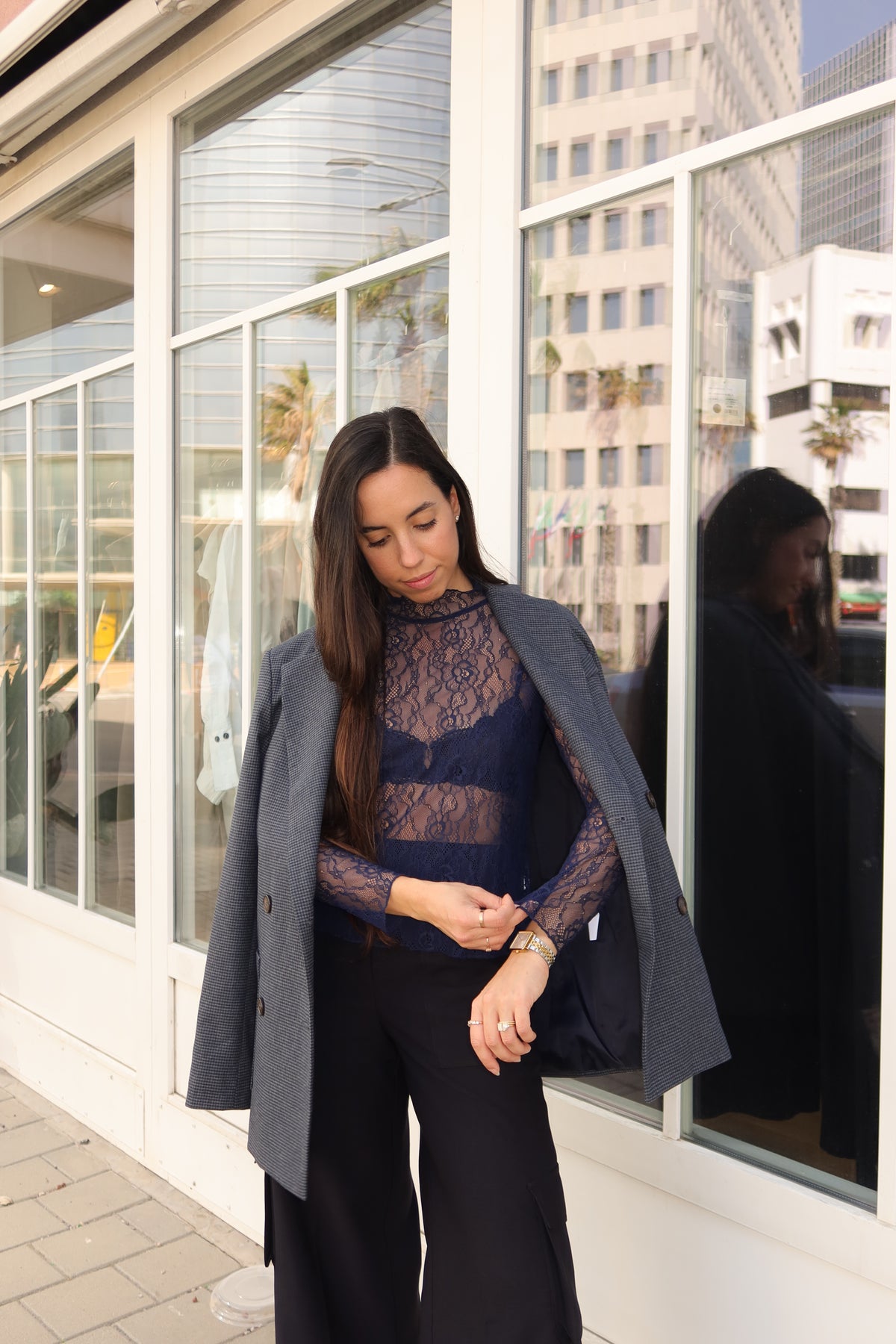 de Romantic Top Navy Blue